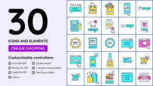 Videohive Online Shopping Icons and Elements Elements template preview