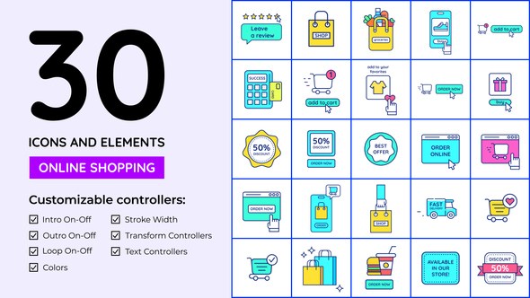 Videohive Online Shopping Icons and Elements Elements template preview