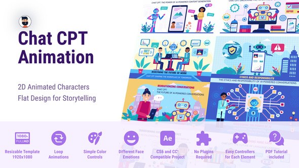 Videohive Artificial Intelligence ChatGPT AI Chatbot Openers template preview