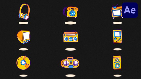 Videohive Hand Drawn Retro Elements | AE Elements template preview