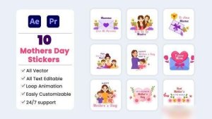 Videohive Mothers Day Stickers Elements template preview