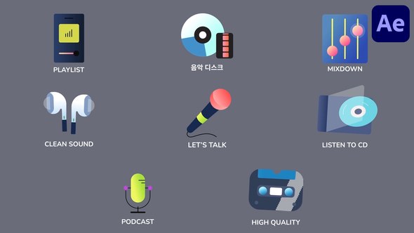 Videohive Music And Podcast Icons And Titles for After Effects Titles template preview