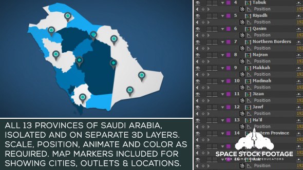 Saudi Arabia Map Kit Video Displays template preview