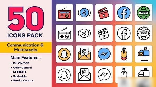 Videohive Dual Icons Pack - Communication & Multimedia Infographics template preview
