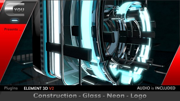 Construction Glass Neon Logo Video Displays template preview
