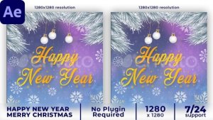 Videohive Merry Christmas Intro | Happy New Year Intro | Instagram post Video Displays template preview