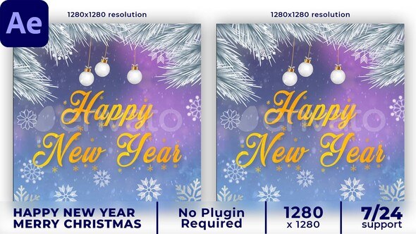 Videohive Merry Christmas Intro | Happy New Year Intro | Instagram post Video Displays template preview