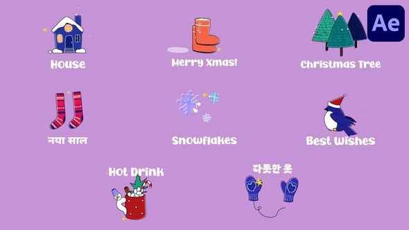 Videohive Christmas Winter Icons And Titles for After Effects Titles template preview