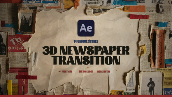 Videohive 3D Newspaper Transition Elements template preview