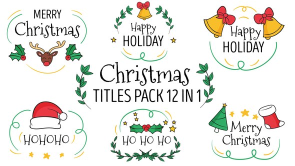 Videohive Christmas Titles Pack 12 in 1 Titles template preview