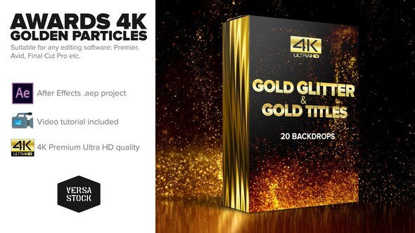 Videohive Awards 4K Golden Glitter Particles Titles Titles template preview
