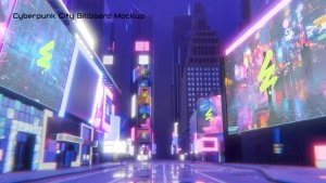 Videohive Cyberpunk City Billboard Mockup Video Displays template preview