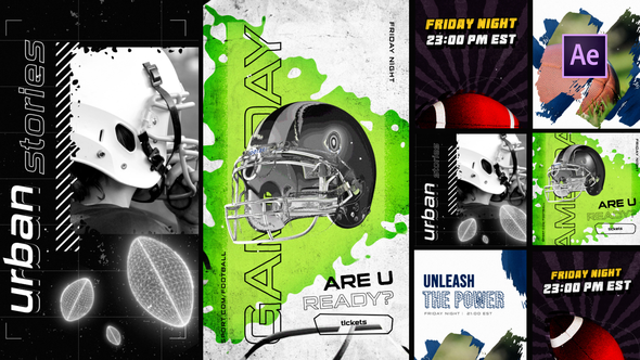 Videohive American Football Posts and Stories Elements template preview