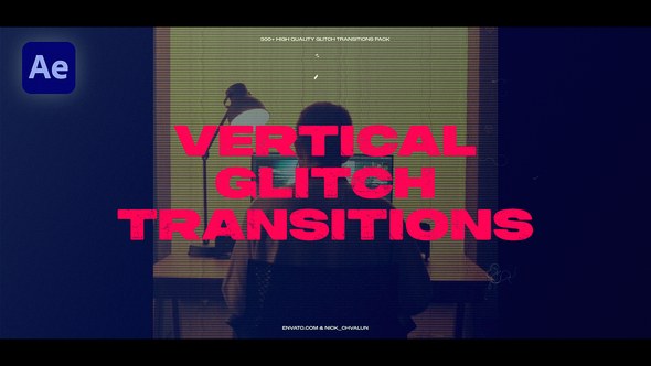 Videohive Vertical Glitch Transitions Elements template preview