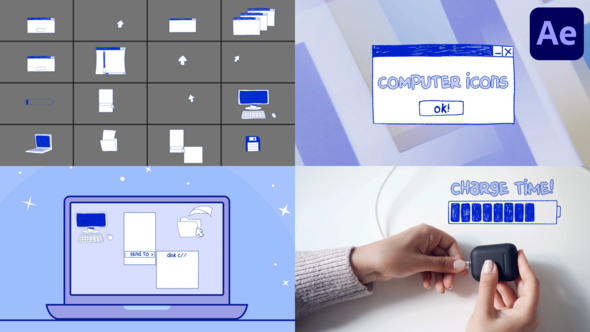 Videohive Computer Interface Icons Hand Drawn for After Effects Elements template preview