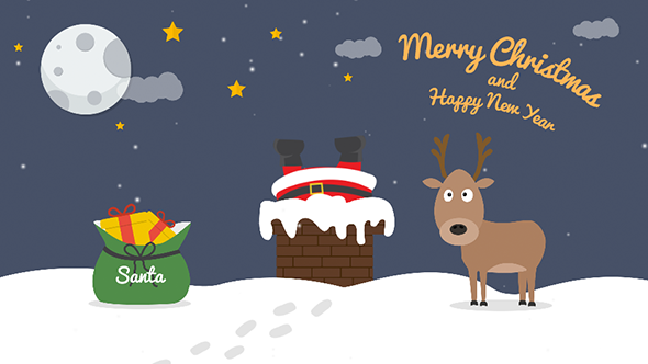 Cartoon Christmas Postcard 04 Video Displays template preview
