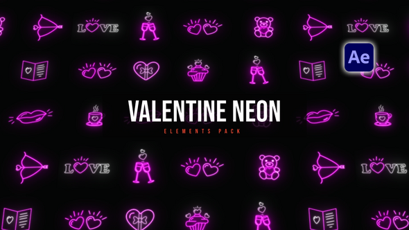 Videohive Valentine Neon Elements Elements template preview