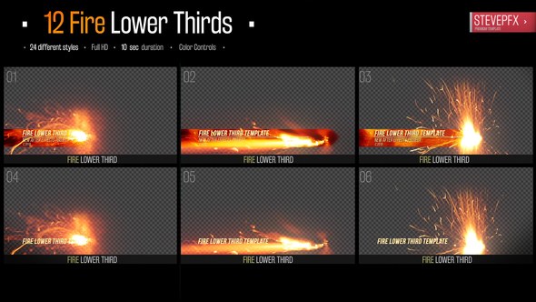Fire Action Lower Thirds Video Displays template preview