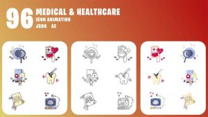 Videohive 96 Medical & Healthcare Animated Icons | After Effects & JSON Elements template preview
