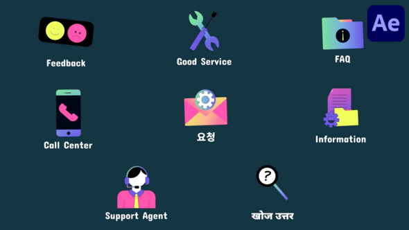 Videohive Support Service Icons And Titles for After Effects 54408736 Titles template preview