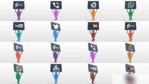 Videohive Cartoon Robot Holding Tablet Logo Reveal Bundle Logo Stings template preview