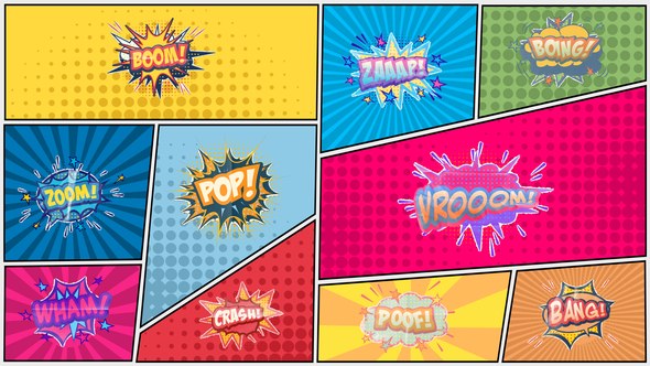 Videohive Unfold Comic Bubble Text Elements template preview