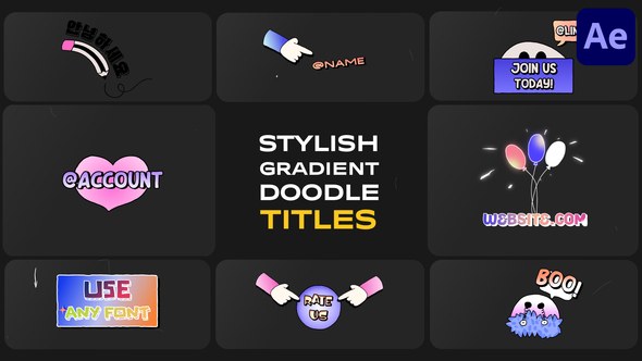 Videohive Stylish Gradient Doodle Titles for After Effects Titles template preview