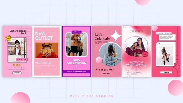 Videohive Pink Vibes Stories Broadcast-packages template preview