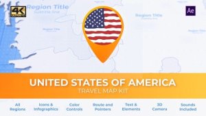 Videohive Travel Map USA - United States of America Video Displays template preview