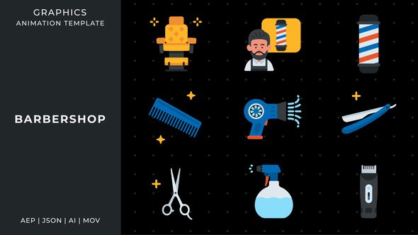 Videohive Barbershop graphic animation template | After Effects Elements template preview