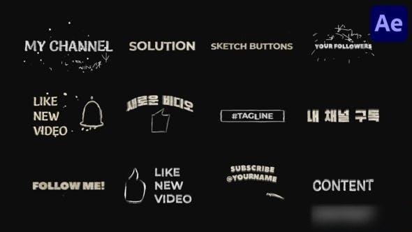 Videohive Sketch Youtube Buttons And Titles for After Effects Openers template preview