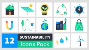 Animated Sustainability Icons Pack Video Displays template preview