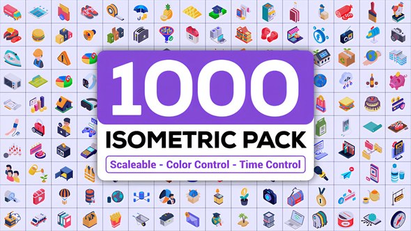 Videohive 1000 Isometric Icons Pack Elements template preview