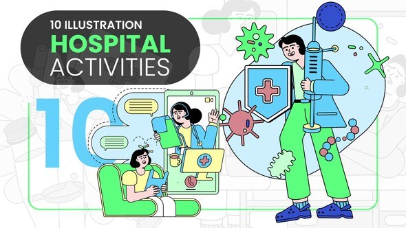 Videohive Hospital Activities Animated Ilustration Elements template preview