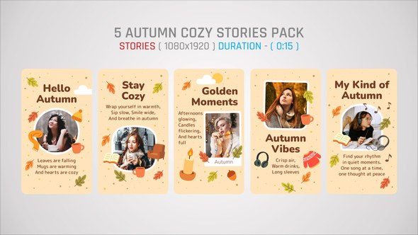 Videohive Autumn Cozy Stories Pack Video Displays template preview