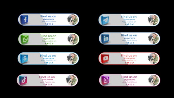 Videohive 3D social media button (No Plugin Required) Titles template preview