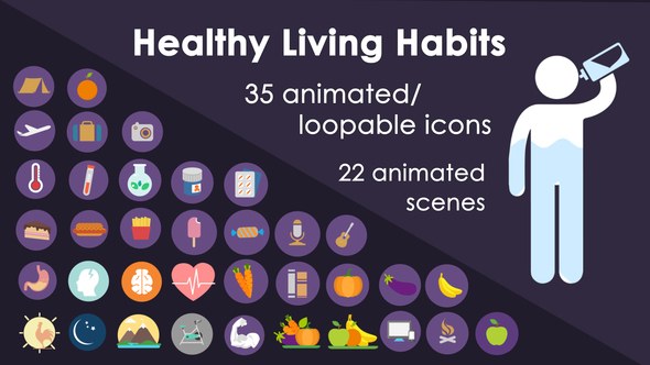 Videohive Healthy living Habits Infographic Infographics template preview