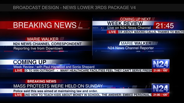 Broadcast Design - News Lower 3rds Package V4 Video Displays template preview