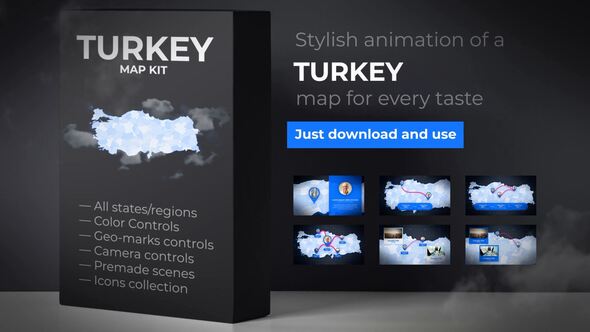 Videohive Turkey Map - Republic of Turkey Map Kit Video Displays template preview