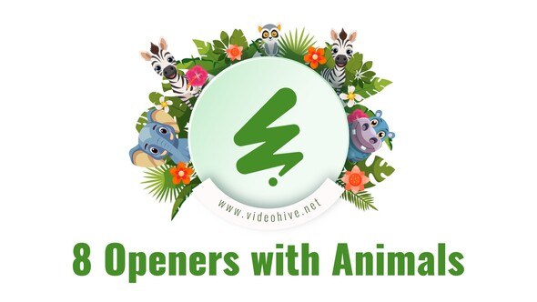 Videohive 8 Opener with Cartoon Animals Openers template preview