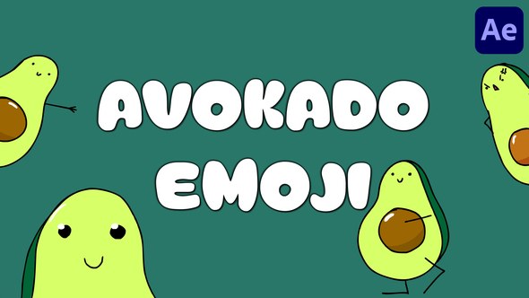 Videohive Avokado Emoji Stickers for After Effects Elements template preview