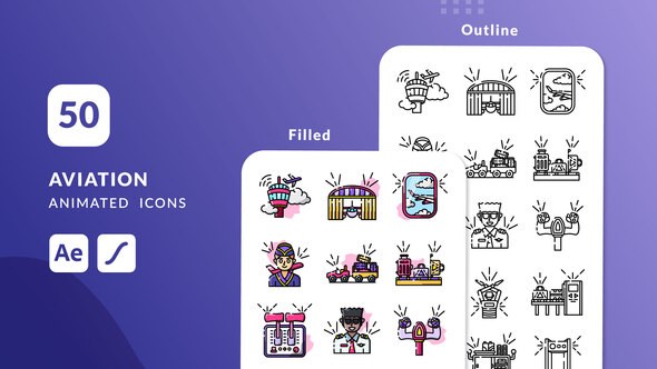 Videohive Aviation Animated Icons | After Effects Elements template preview