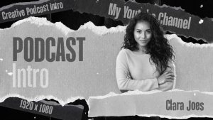 Podcast Intro | Paper Style | Black and White (MOGRT) Premiere Pro template preview