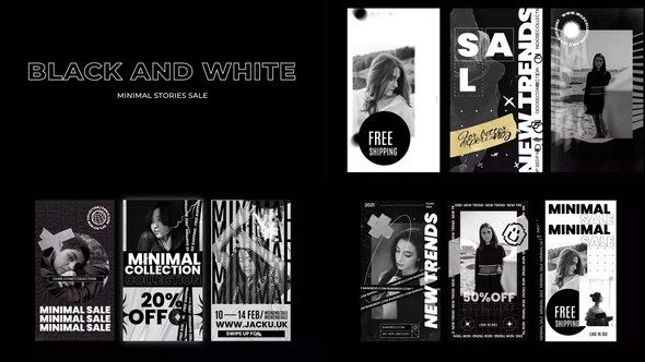 Videohive Black and White Stories Minimal Product Promo template preview