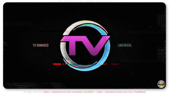 Videohive TV Damaged Logo Reveal Video Displays template preview