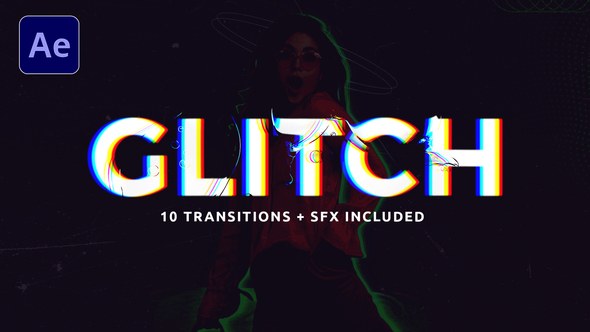 Videohive Monochrome Glitch Transitions Elements template preview