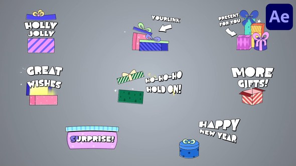 Videohive New Year Gifts Titles for After Effects Titles template preview