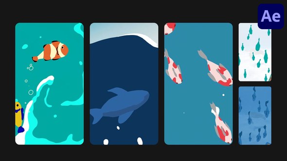 Videohive Fish Vertical Transitions | After Effects Elements template preview