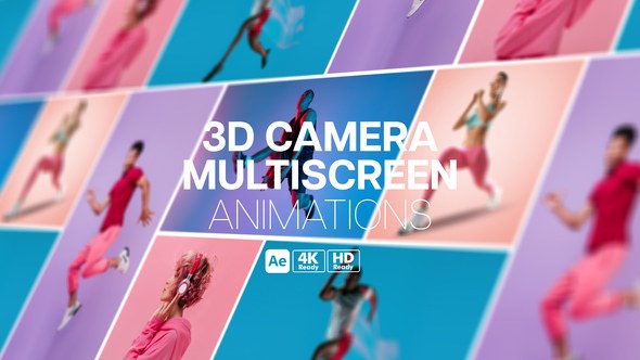 Videohive 3D Camera Multiscreen Animations Video Displays template preview