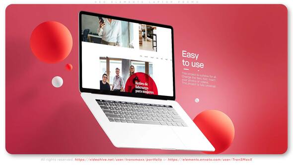 Videohive Red Elements Laptop Mockup Promo Product Promo template preview